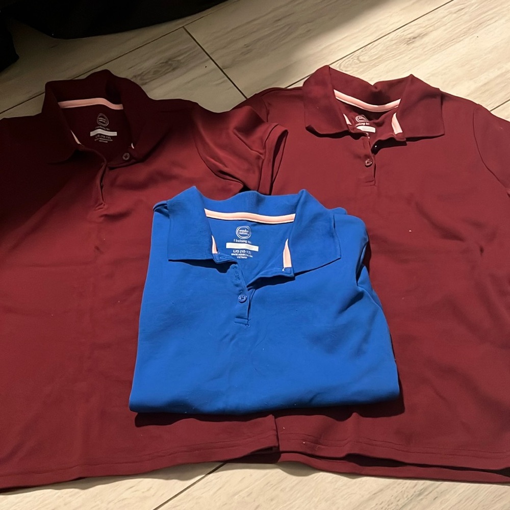 3 large school shirts